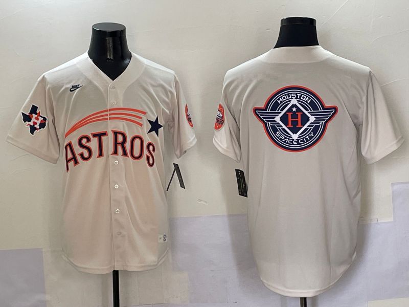 Men Houston Astros Blank Cream Five generations Joint Name 2025 Nike MLB Jersey style 27